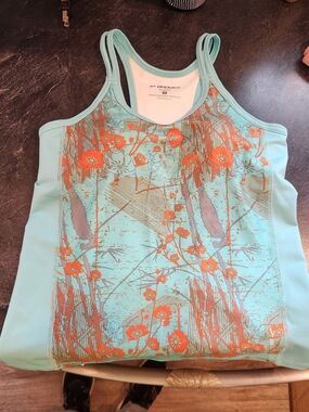 Brooks Mint Green Tank with Orange Floral Front